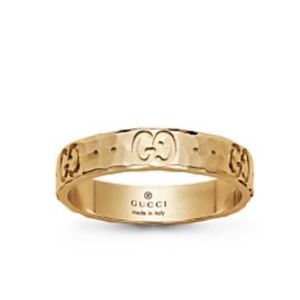 New Gucci 18k Gold GG Hammered Ring Size 6.75